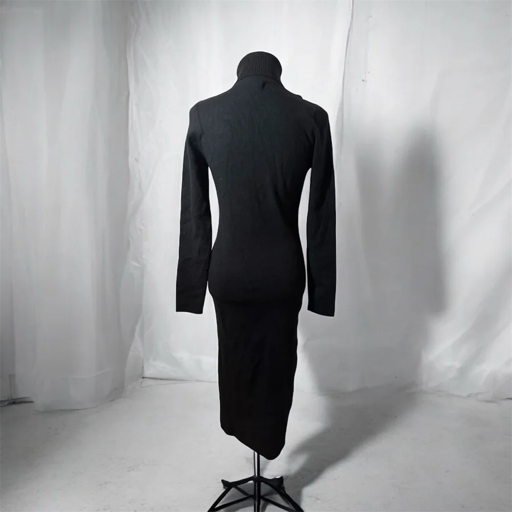 NWT Forever 21 Black Knit Turtleneck Sweater Dress. Retail $29.99 - Picture 2 of 8